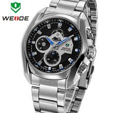 Luxury Brand WEIDE New Mens Quartz Watches Stainless Full Steel Fashion Business Dress Watch Waterproof Analog