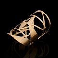 AFJ 2017 Wholesale New Foreign Fashion Exaggerated Jewelry Gold Plated Hollow Out Star Wide Cuff Bangles