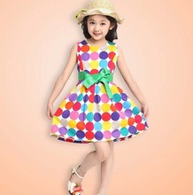 Hot Sale Sleeveless Polka Dots Flower Girls Dresses Sweet Sweet Kids Dresses Robe Fille Enfant Kinder Kleider Vestidos Infantis
