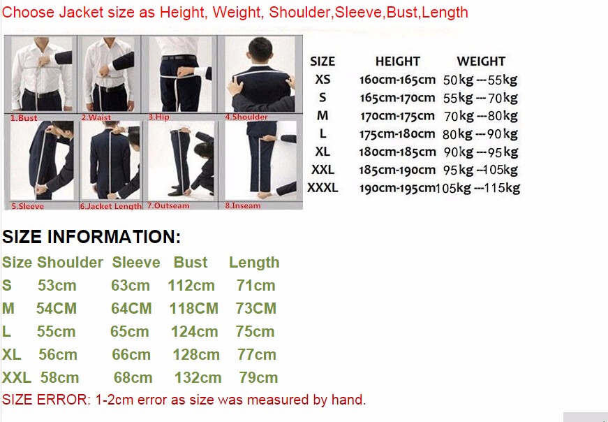 fleece jacket size table