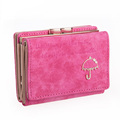 Fashion Simple Foldable Wallet Letters And Small Umbrella Ornament Nubuck Lovely Tri fold Press Button Money