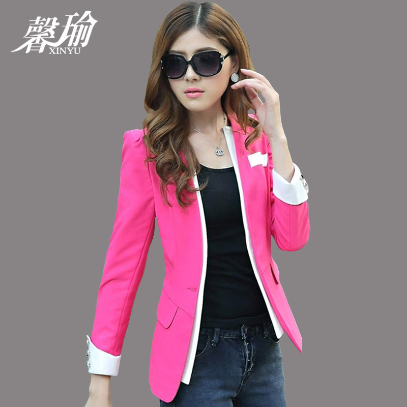 Winter 2014 Korean small Suit Jacket Womens Casual long small occupation occupation suit candy color coat