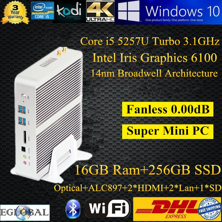 16   256  SSD Gen 5 Intel NUC Core i5 5250u HD 6000    -  Windows  Computador HTPC 2 Lan HDMI