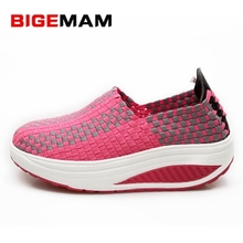 Best quality summer womens casual platform shoes Breathable Orthopedics height increasing shoes walking shoes weaving