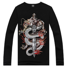 2015 New Fashion Spring Autumn Men’s 3d Printed T Shirt Men Slim T Shirts Long Sleeve 3D Creative T-Shirt animal Printing