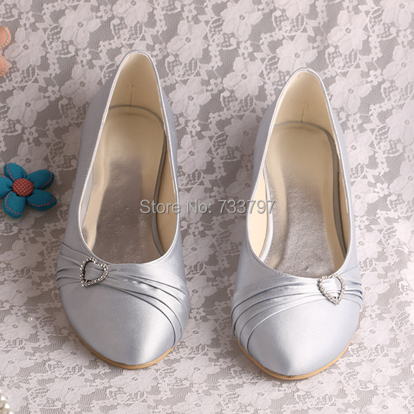 silver satin ballet flats
