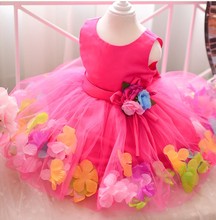 New summer Style big bow petal sweet girl dress children Performance Costume sleeveless Birthday party dresses 3-10 Years