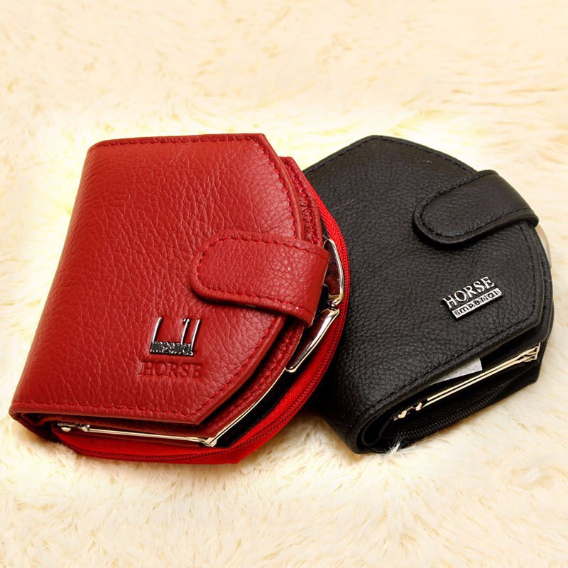 2015 Genuine Cowhide Leather wallet Brand Women Wallet Short Design Lady Purse Mini Clutch Wallet Leather cartera High Quality (4)