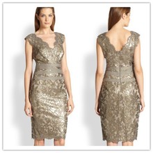 Vestidos robe de Sheath Cocktail Dresses 2016 V-Neck Sleeveless Zipper Knee Length Short Lace Party Dress Prom Dress