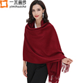 2016 new ladies winter plain thick warm blanket scarf tassel quality wool shawl wrap cape for