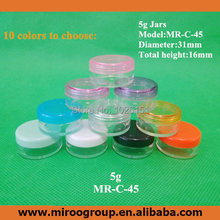 Free Ship 100pcs 5ml 5g plastic cream jar, plastic cosmetic jars, plastic round jar for lip balm 5 g, sample jar eyeshadow pot