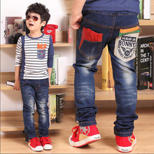 2016 New Winter Summer Letter Big Pocket Denim Cowboy Jeans Pants Trousers Party For Baby Toddler Kids Boys Children Clothes