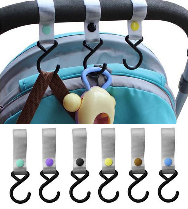 Colorful Plastic Baby Pram Stroller Pushchair Car Hanger Hanging with 2 Hooks HG499