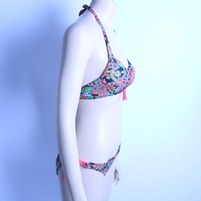 2015 Hot Sale triangl swimwear bikini V neckline swimsuit Steel Prop Gather Spandex Monokini Leopard Low