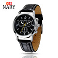 Nary Watches Men Business Fashion Leather Wristwatch Waterproof Watches Quartz Watch Personality Casual Relogio W0806