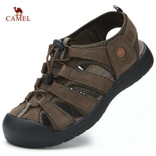 NEW style Rome men sandals summer men flat shoes genuine leather brand camel beach slippers sandalias for men