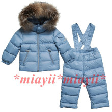 2016winter fashion high quality children’s clothing down coat male ski suit set raccoon fur hot-selling