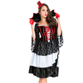 New Gothic Evil Vampires Costume Sexy Adult Halloween Cosplay Lace Patchwork Fancy Dress Devil Maleficent Witch