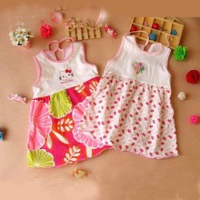 Free Shipping Baby Dresses 1-2 years Girls Infant Cotton Clothing Dress Summer Clothes Printed Embroidery Girl Kidsetst