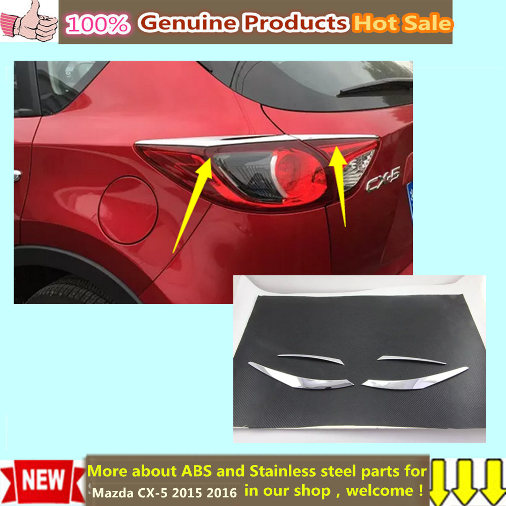 car body rear tail Light lamp detector frame stick styling ABS Chrome cover trim accessories 2pcs For Mazda CX-5 CX5 2015 2016