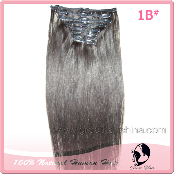 Free Shipping 10Pcs/Set 22 inch 100gram Natural Straight 4 Color Brasileira Virgem Cabelo Humano Hair Clip in Hair Extensions
