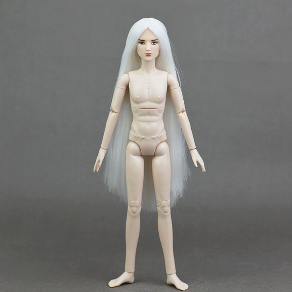 Bjd Male Doll Porn - 1/6 BJD Male Doll Head Sculpture with White Hair Body Ball-Jointed Doll  Body Parts DIY Making Accessories