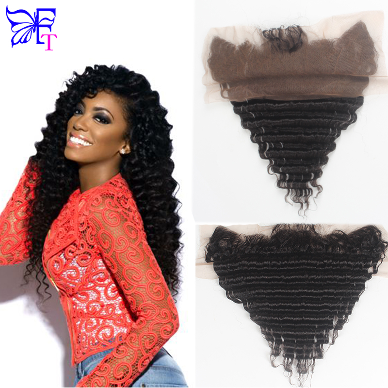 Brazilian Deep Wave Lace Frontal Closure Virgin Human Hair Swiss Lace Frontal Cheap 13X4 Free Middle 3 Part Lace Frontal Closure