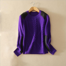 Women’s casual pullover sweater with 100% pure cashmere applique cloth decor shoulder