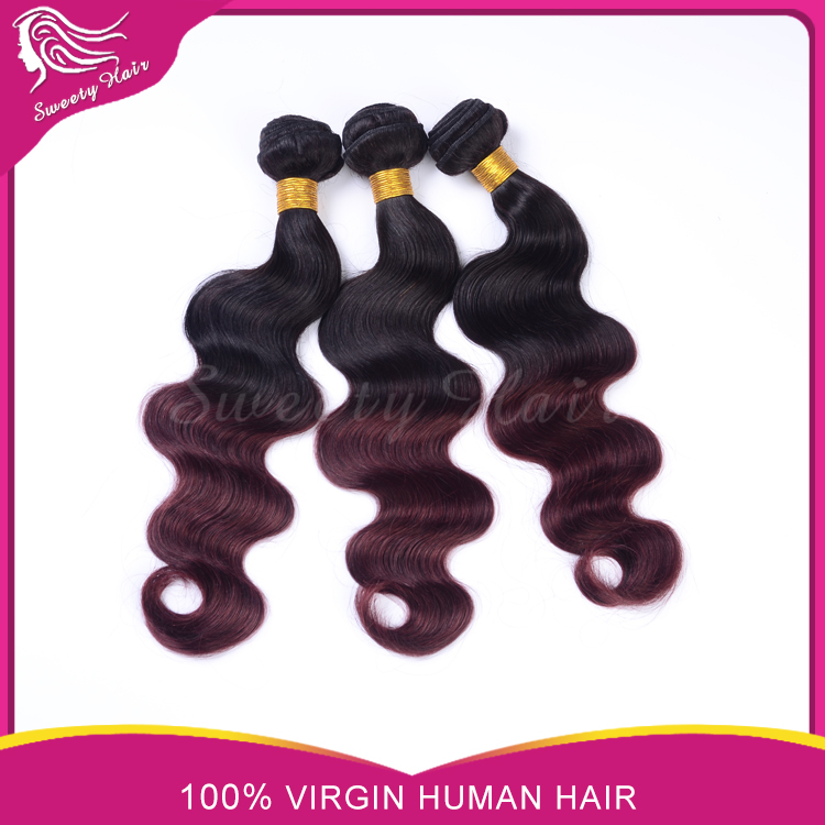 Peruvian Body Wave Ombre Hair Extensions Two Tone Color 100% Human Hair Weave 1B/Burgundy Two Tone Human Hair Fast Shipping