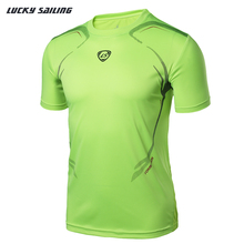 LUCKY SAILING Outdoors Brand New Arrival 2015 Running T Shirts Summer Tops Slim Fit Sport Shirt