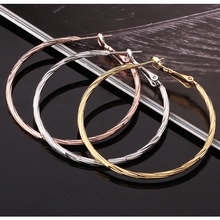 Round Shape Creole Big Earrings Trendy Style Rose Gold Plated European Fashion Accessories For Women Ts Gift Jewelry Bijoux