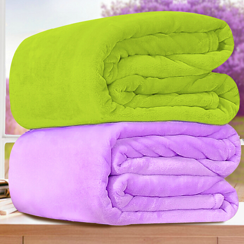For Queen size 200*230cm 12 different colors sofa/air/bedding Throw solid color and double faced travel flannel blanket for beds