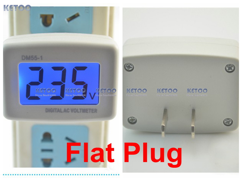 AC Power volt Voltage Monitor Meter gauge 80-300V AC LCD digital Voltmeter Household Factory Switch Flat Plug AC 110V/220V