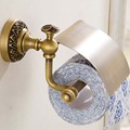 New Wall Mounted Bathroom Antique Brass carving Toilet Paper Holder With Cover