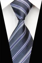 NT0444 Neo Gray Blue Strieped Ties Jacquard Woven Smooth Classic Silk Polyester Man s Casual Necktie