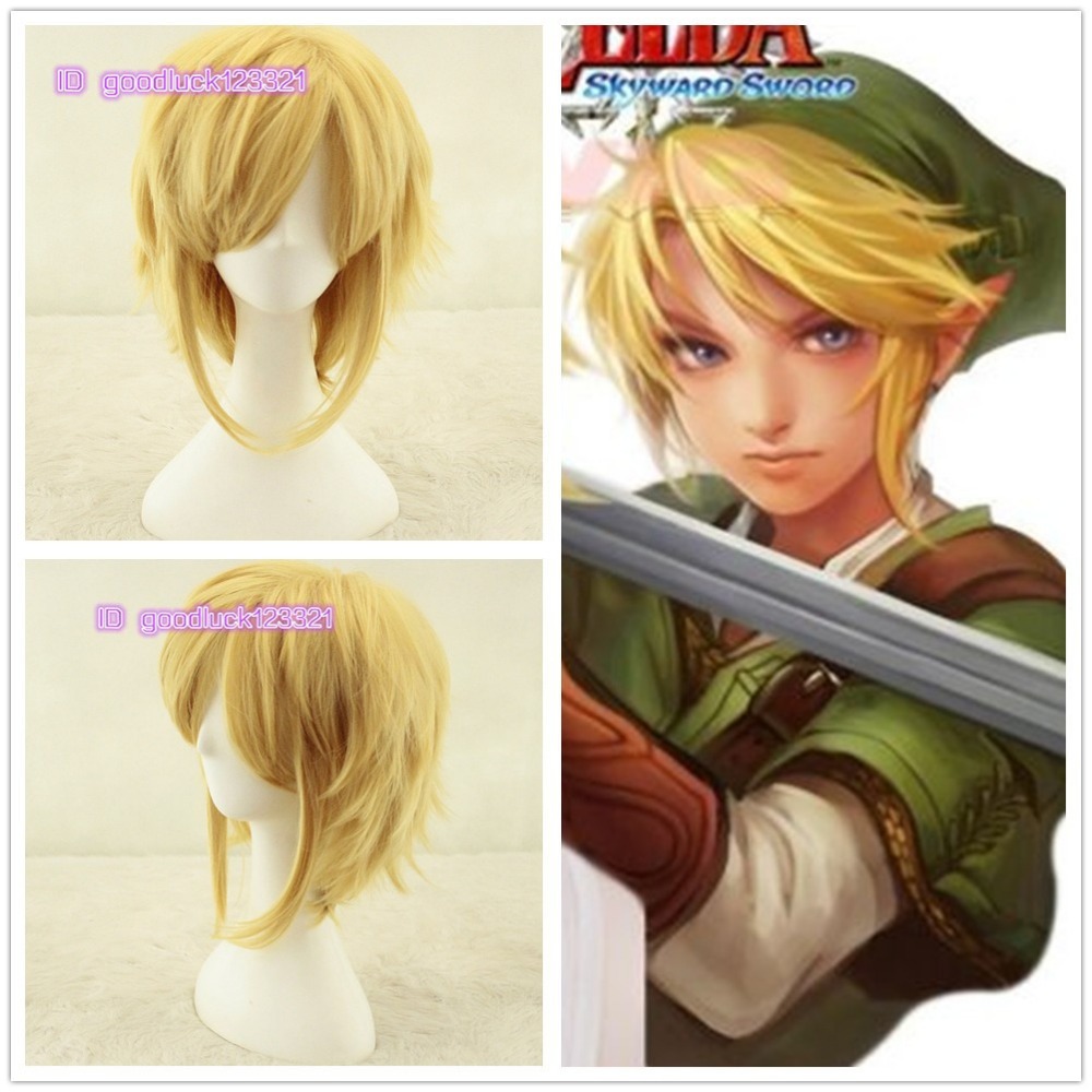 ( Легенда о Zelda ) линке ссылка золотой желтый косплей аниме парик + парик кепка