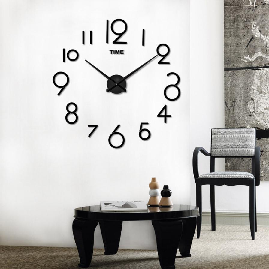 2016 hot sale home decoration 3d mirror clocks large decorative wall clocks digital wall clock reloj de pared XT
