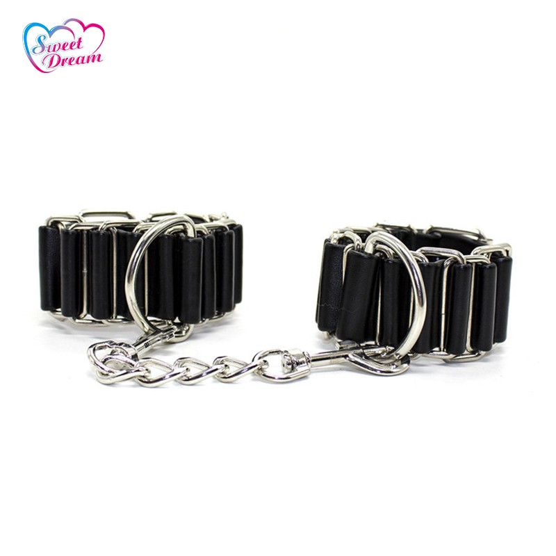 Sweet Dream Pu Leather Slave Metal Ring Link Neck Collar Pin Buckle