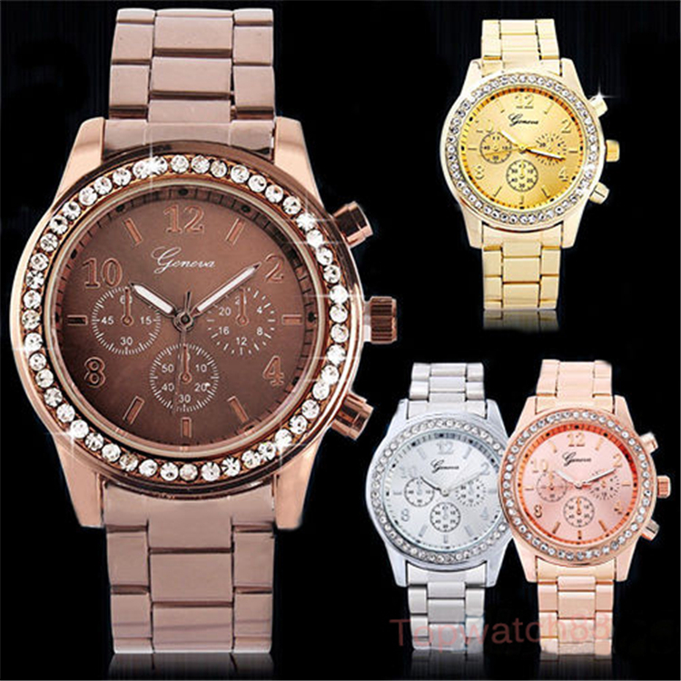 2015 Casual Watch Geneva Unisex Quartz Watches Women Analog Wristwatches Stianless Steel Sports Watches Relogio Feminino