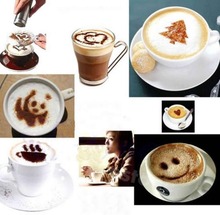 Free Shipping New Hot Creative Coffee Barista Stencils Template Strew Pad Duster Spray Art
