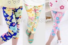 Free Shipping New Cuhk children baby Girls Colorful Floral printing milk Silk Leggings Pants Hot