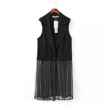 new ladies fashion cardigan lapel black white patchwork tanks 2015 summer women plus long section chiffon