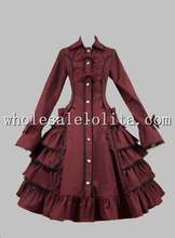 Gothic Victorian Lolita Steampunk Cotton Ruffles Costume Dress