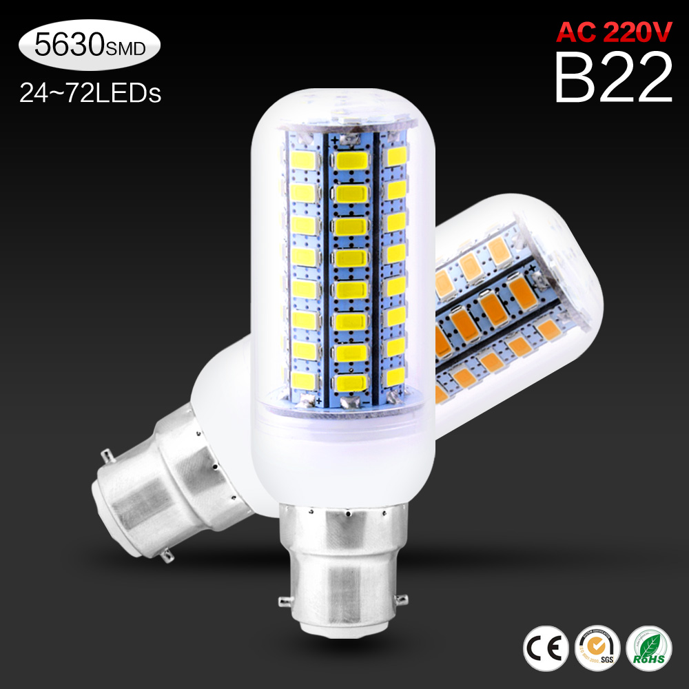 B22 leds Lights Corn 5630SMD 24-72 220V LED Lamps Led Bulb Christmas Chandelier Candle Lighting 5730