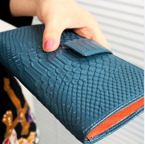 New arrival 2014 fashion cowhide wallets female genuine leather crocodile pattern long design women purse card holder wallet