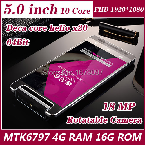 Original Phone Rotatable Camera Deca Core MTK6797 4GB RAM 16GB ROM Dual Sim 18 0MP Camera