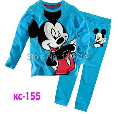 6sets/lot boy Cartoon long sleeve t shirts pants mickey Duck children pyjamas baby pajamas XC155