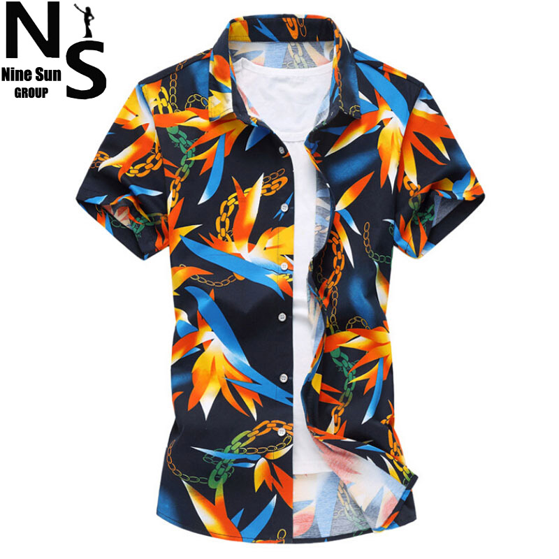 TOP NS Brand Short Sleeve font b Men b font font b Shirt b font Hawaiian
