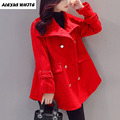 Thick Cotton Padded Wool Coats for Womens 2017 Winter Cloak Loose Wool Blends Female Lapel Long