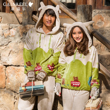 Song Riel autumn and winter flannel pajamas cartoon couple long-sleeved thick male Ms. Pyjamas suit Pandan quiet piano